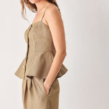 STONEWASH RELAXED WOVEN TOP
