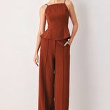 AUTUMN RUST FLOWY WOVEN TOP