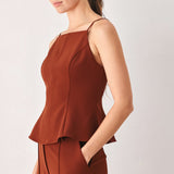AUTUMN RUST FLOWY WOVEN TOP