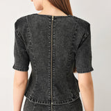 STONEWASHED DENIM TOP