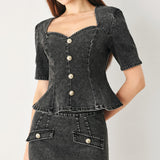 STONEWASHED DENIM TOP