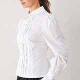 REGENCY PINTUCK LONG-SLEEVE WOVEN TOP