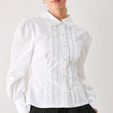 REGENCY PINTUCK LONG-SLEEVE WOVEN TOP