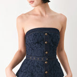 MIDNIGHT PETAL FLOW WOVEN LACE TOP