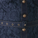 MIDNIGHT PETAL FLOW WOVEN LACE TOP