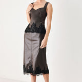 LACE AFTER DARK SWEETHEART FAUX LEATHER TOP