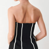 BLACK AND WHITE REIGN WOVEN TUBE TOP