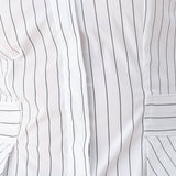 MODERNIST PINSTRIPE FLARED-WAIST WOVEN TOP