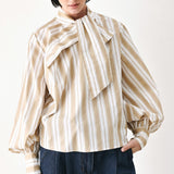 CHAMPAGNE STRIPE MUSE WOVEN TOP