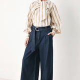 CHAMPAGNE STRIPE MUSE WOVEN TOP
