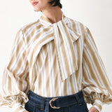 CHAMPAGNE STRIPE MUSE WOVEN TOP