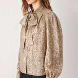 SERPENTINE TAUPE SNAKESKIN WOVEN TOP