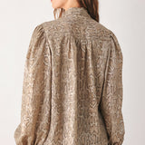 SERPENTINE TAUPE SNAKESKIN WOVEN TOP