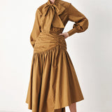 GOLDEN BROWN CASCADE WOVEN TOP