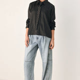 CITY AFTER DARK TIE FRONT STRIPED TOP