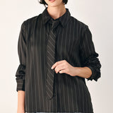 CITY AFTER DARK TIE FRONT STRIPED TOP