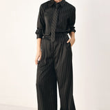 CITY AFTER DARK TIE FRONT STRIPED TOP