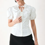 WHITE ROSE DAYDREAM WOVEN TOP