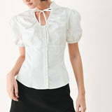 WHITE ROSE DAYDREAM WOVEN TOP