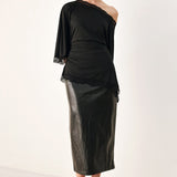 AFTER HOURS LACE TRIM ASYMMETRICAL TOP