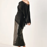 AFTER HOURS LACE TRIM ASYMMETRICAL TOP