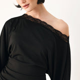 AFTER HOURS LACE TRIM ASYMMETRICAL TOP