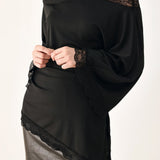 AFTER HOURS LACE TRIM ASYMMETRICAL TOP
