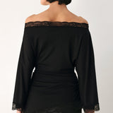 AFTER HOURS LACE TRIM ASYMMETRICAL TOP