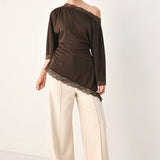 AFTER HOURS LACE TRIM ASYMMETRICAL TOP