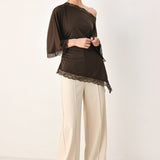 AFTER HOURS LACE TRIM ASYMMETRICAL TOP