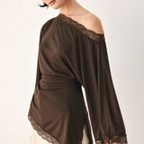 AFTER HOURS LACE TRIM ASYMMETRICAL TOP