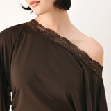 AFTER HOURS LACE TRIM ASYMMETRICAL TOP