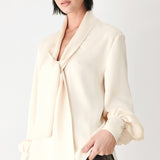 CHAMPAGNE WISHES TIE FRONT BLOUSE