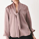 CHAMPAGNE WISHES TIE FRONT BLOUSE