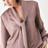 CHAMPAGNE WISHES TIE FRONT BLOUSE