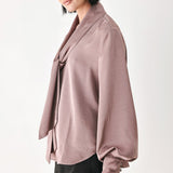 CHAMPAGNE WISHES TIE FRONT BLOUSE