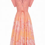 GUAYABA MIDI DRESS IN CORAL MACAW PRINT