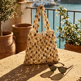 Artisanal Handwoven Gem Bead Crochet Tote Bag
