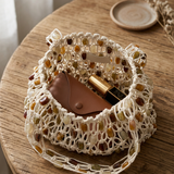 Artisanal Handwoven Gem Bead Crochet Tote Bag