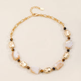 Golden Shell Mix Abalone Shell Beaded Necklace