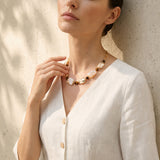 Golden Shell Mix Abalone Shell Beaded Necklace