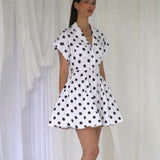 GUAYABA MINI DRESS IN WHITE POLKA DOTS