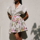 SOTAVENTO MINI SKIRT IN BOTANICA WHITE PRINT