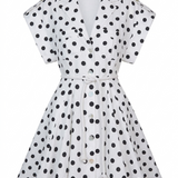 GUAYABA MINI DRESS IN WHITE POLKA DOTS