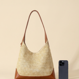 Artisanal Handwoven Colorblock Bucket Bag for Effortless Coastal Style