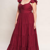 SUMMER MILK DEEP RED WOVEN MAXI DRESS