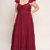 SUMMER MILK DEEP RED WOVEN MAXI DRESS