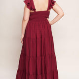 SUMMER MILK DEEP RED WOVEN MAXI DRESS