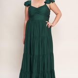 SUMMER MILK FOREST GREEN WOVEN MAXI DRESS