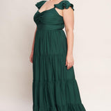 SUMMER MILK FOREST GREEN WOVEN MAXI DRESS